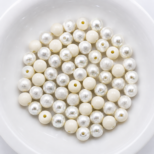Ivory 12mm Acrylic Bubblegum Bead Mix | Wholesale Bulk Beads 60 Count