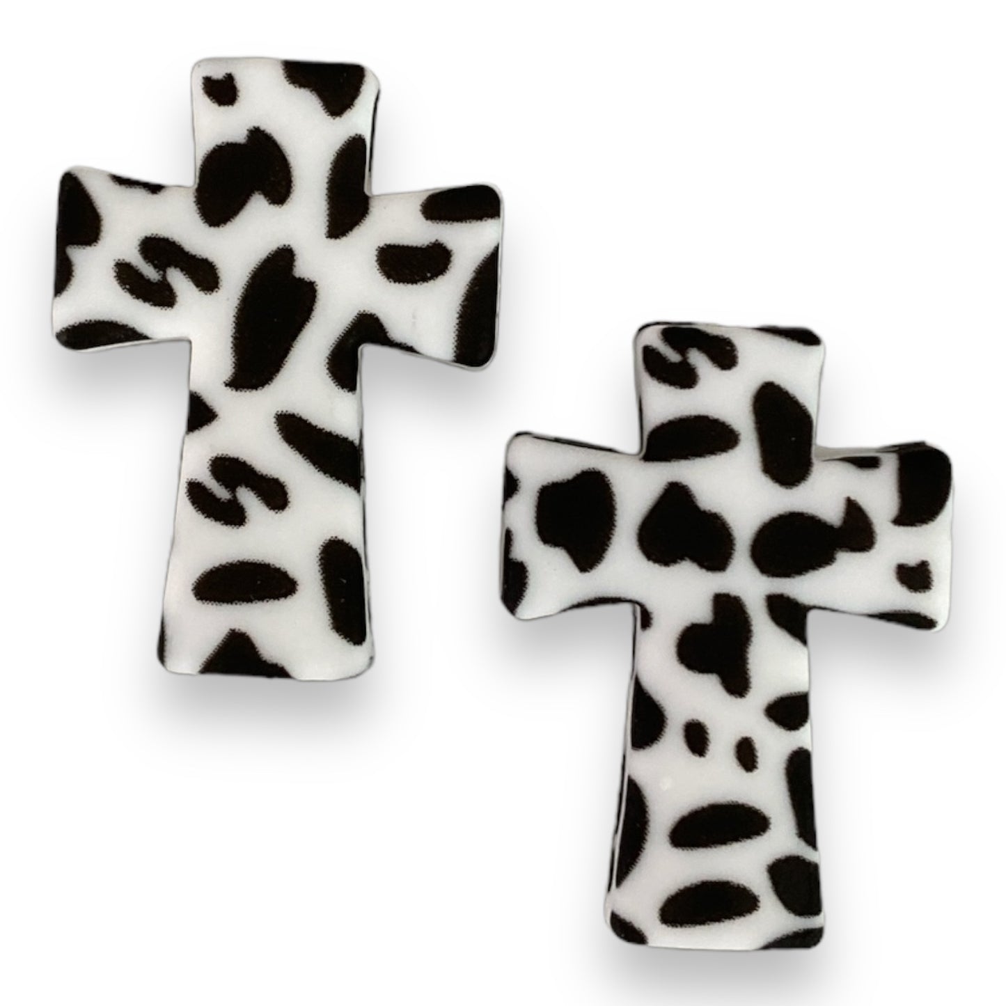 e596 -  "Cow Cross" Silicone Focal Bead (1 Count)