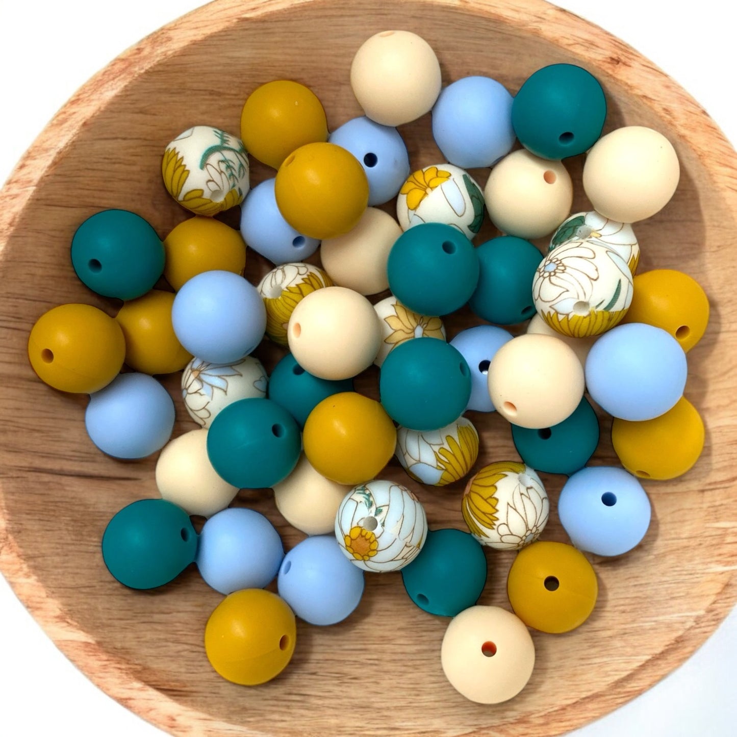 "Daisy Grove" 15mm Silicone 50 Count Bead Pack – Ideal for Beadable Pens & Keychains