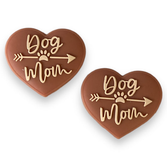 X293  -  Dog Mom (Toffee/Cream) Silicone (1 Count) Focal Bead