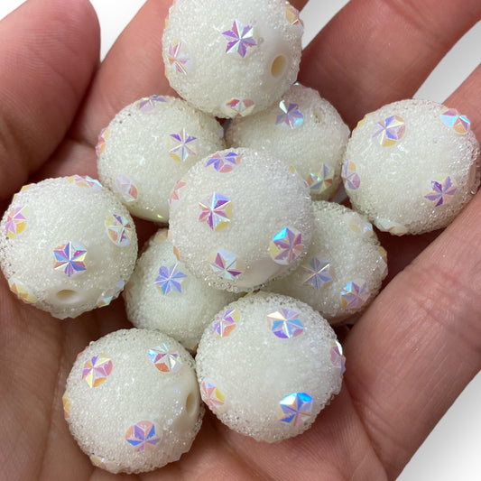 #1266 - 20mm "Ivory Sugar Starburst" Beads (Set of 10)