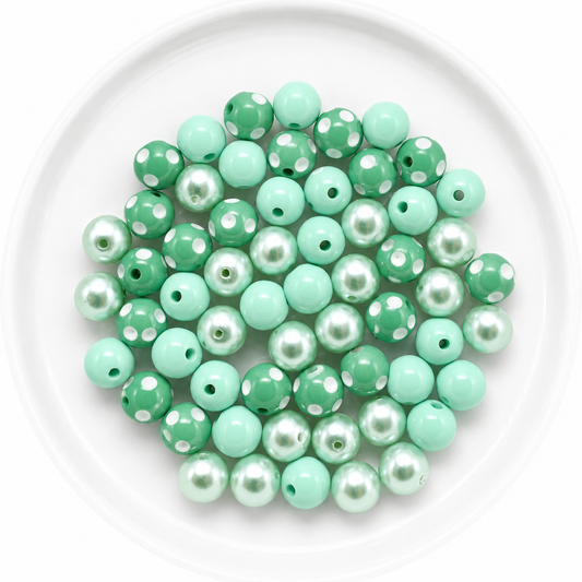 Mint 12mm Acrylic Bubblegum Bead Mix | Wholesale Bulk Beads 60 Count