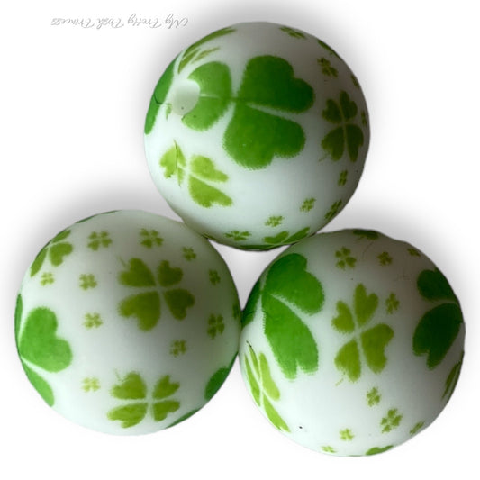 #727 - 15mm Shamrock Silicone  Beads