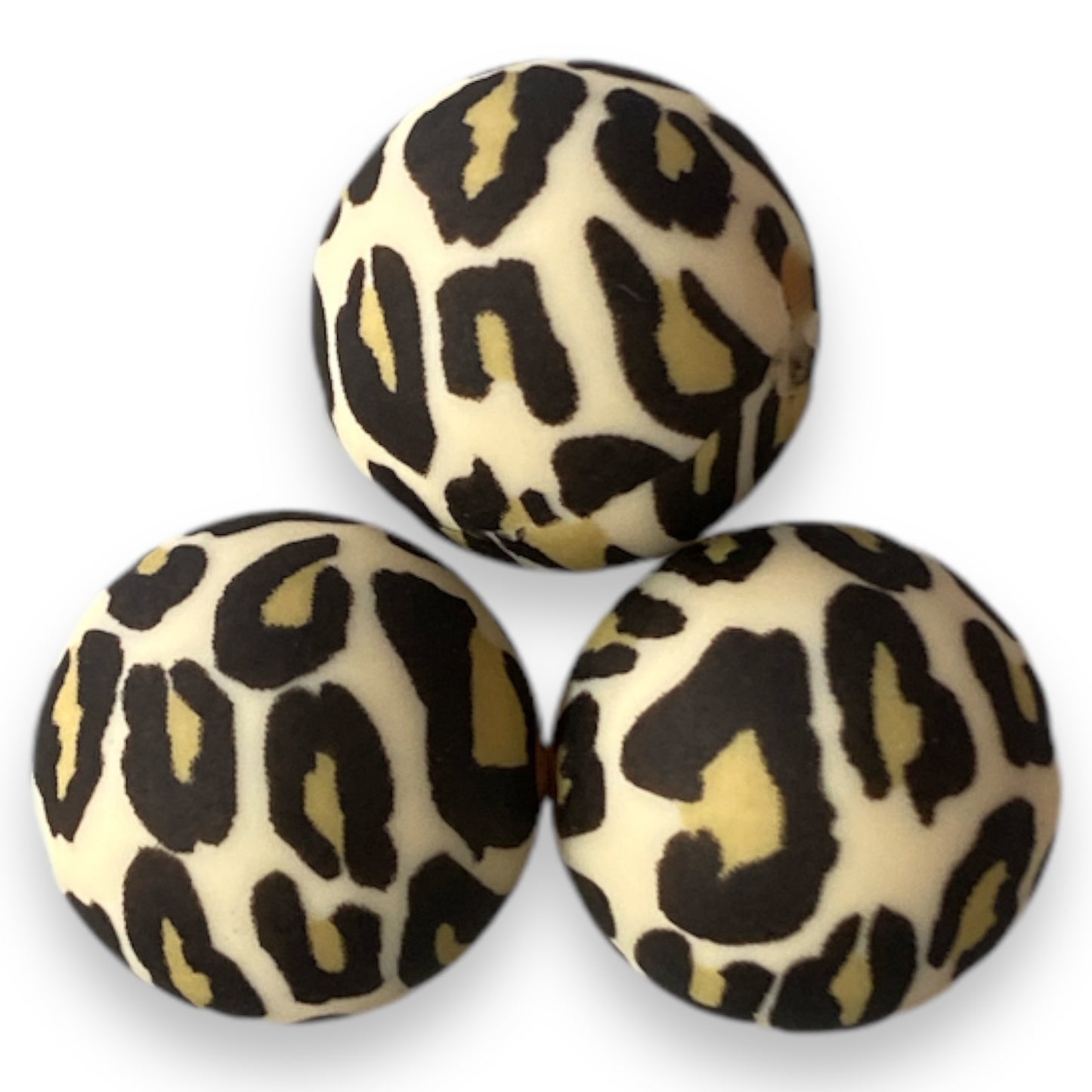 12mm- A-02- “Beige" Leopard Silicone  Beads