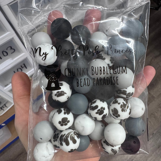Paw Print 19mm Silicone 50 Count Mix *WAREHOUSE SALE*