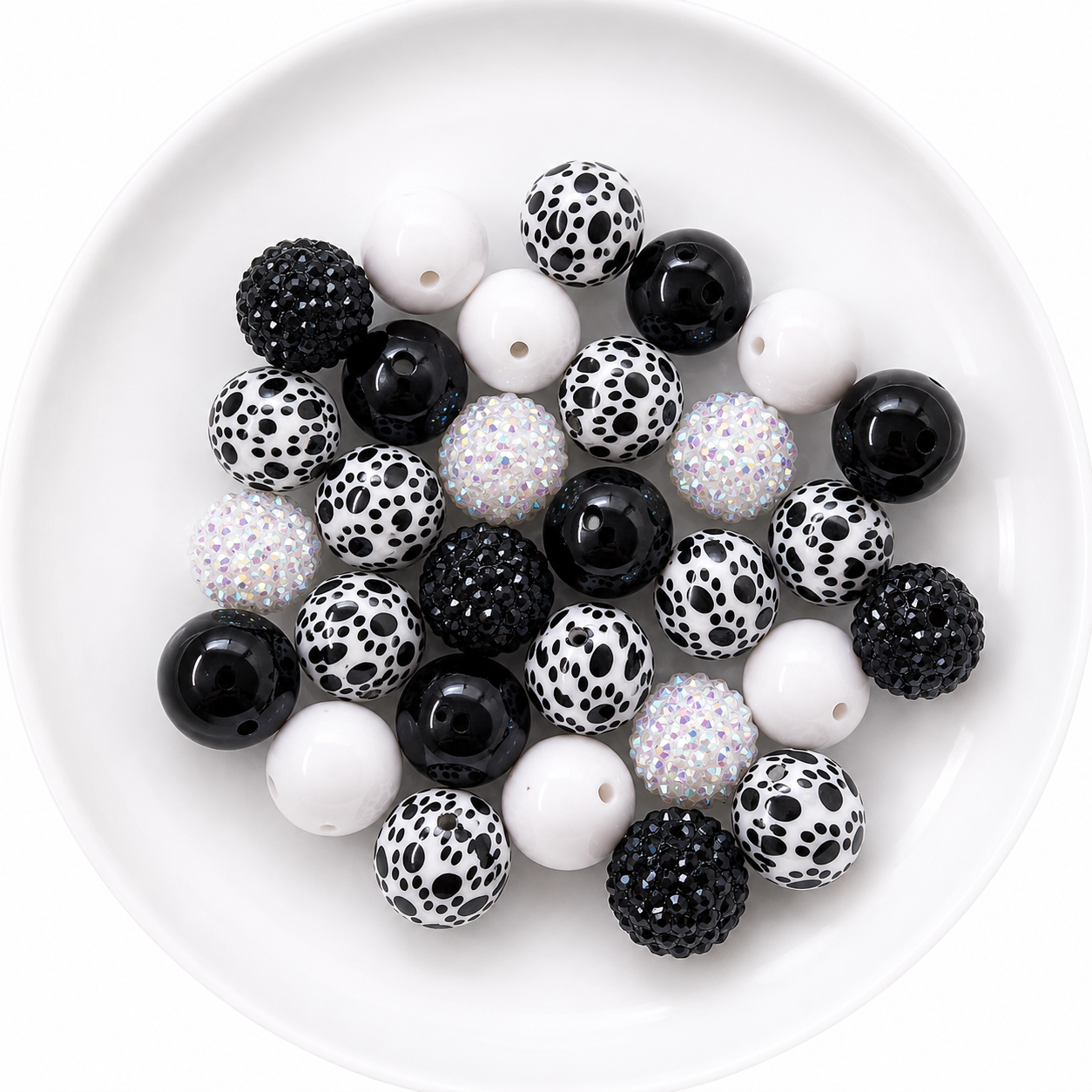 Paw 20mm Acrylic Bubblegum Bead Mix | Wholesale Bulk Beads | 30 Count