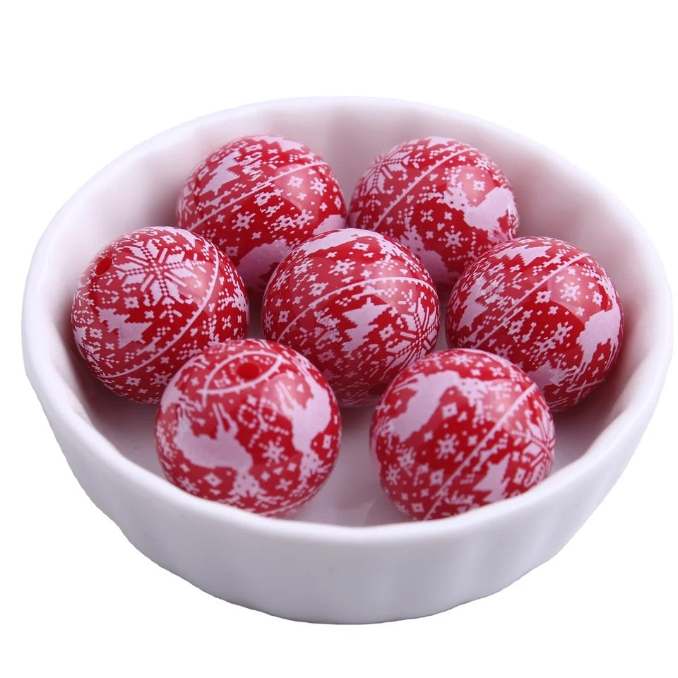 #663 - 20mm Red Reindeer Acrylic Beads (10 Count)