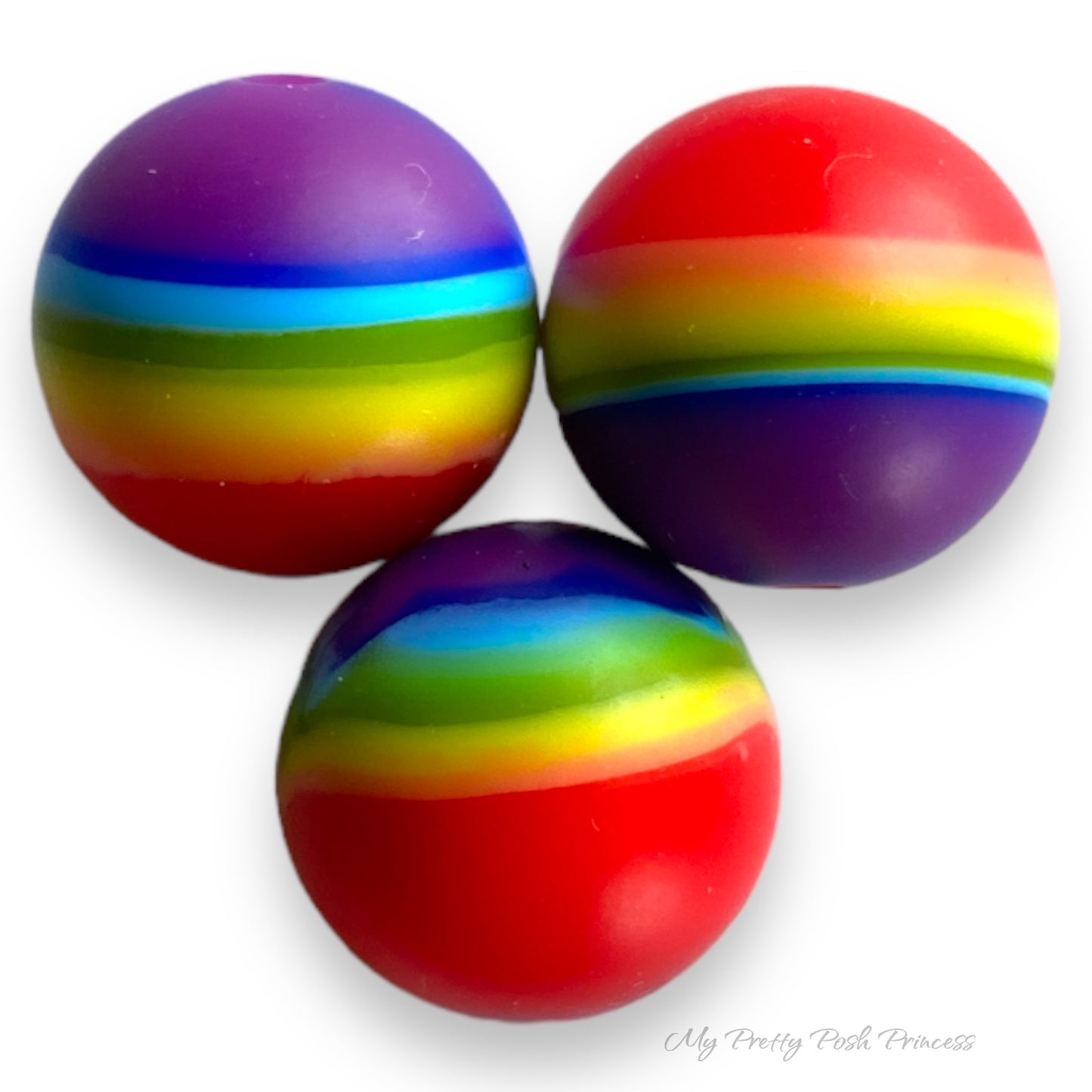 T63- “Traditional Rainbow” 15mm Silicone  Beads