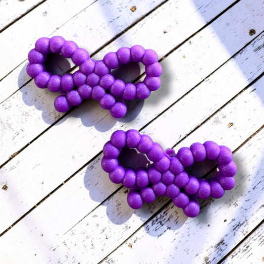 h1066- "Purple Bow" Silicone Focal Bead for DIY Crafts (1 Count)