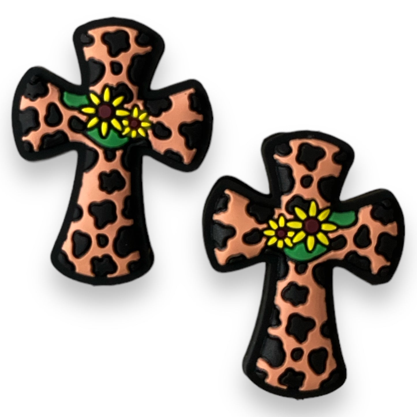 e591-  “Brown Cross” Silicone Focal Bead (1 Count)