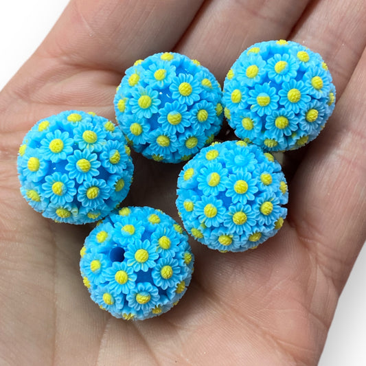 #1256 - 20mm "Blue Daisy" Beads (Set of 5)