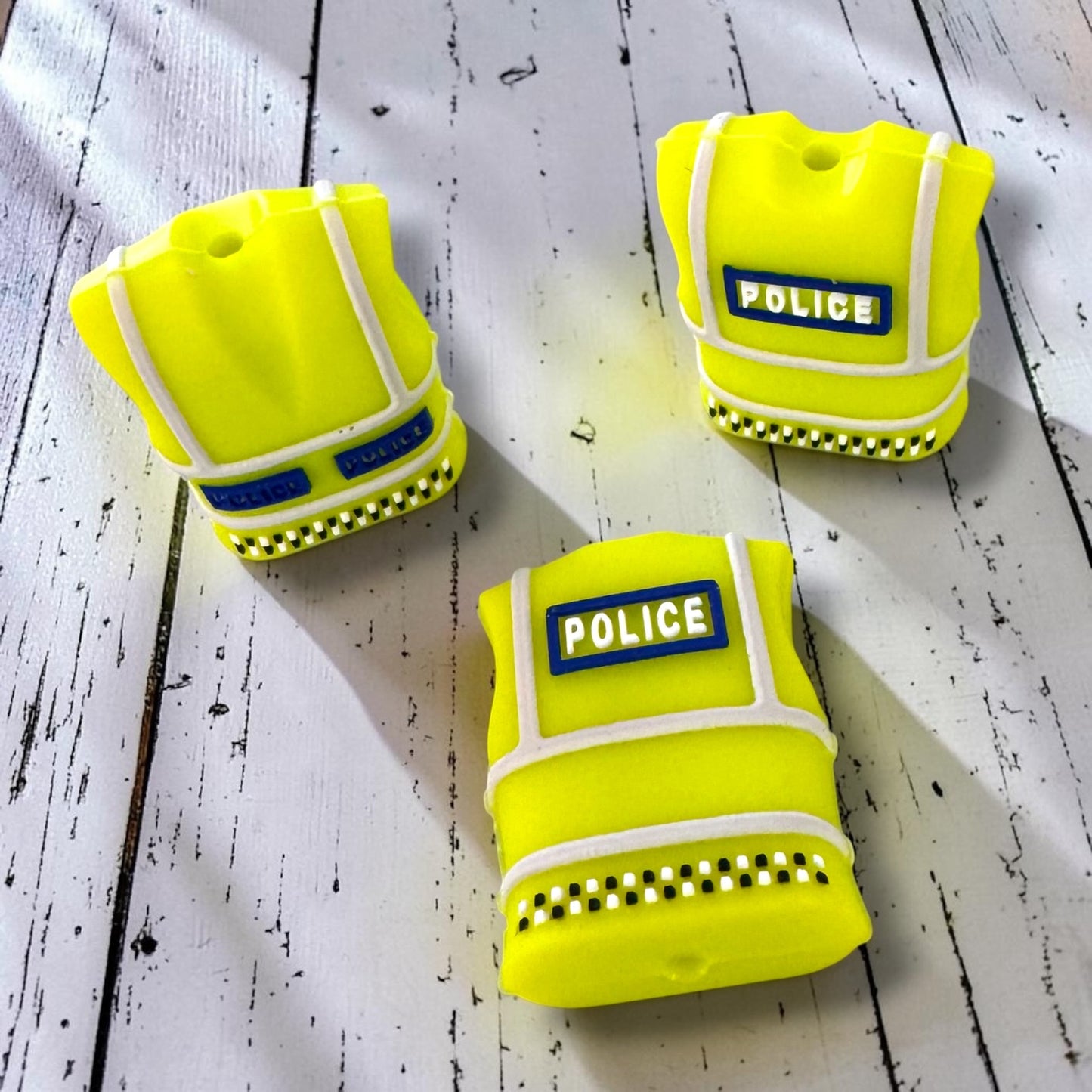 h962- "Police Vest 3D" Silicone Focal Bead for DIY Crafts (1 Count)