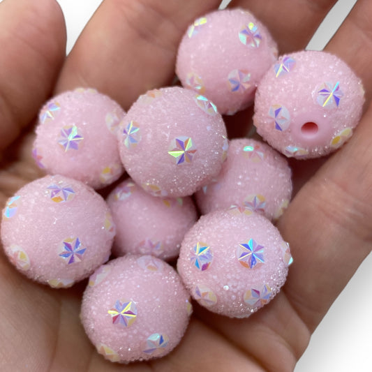 #1241 - 20mm "Light Pink Sugar Starburst" Beads (Set of 10)