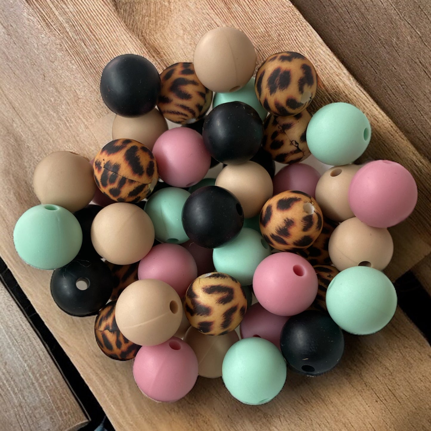 12mm "Cheetah" 50 Count Silicone Bead Pack