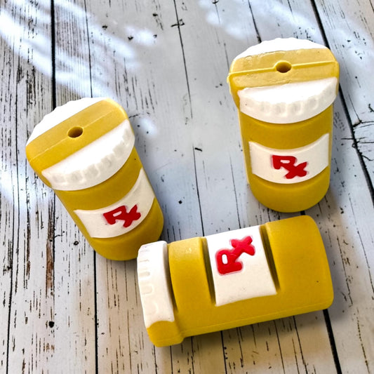 h953- "Pill Bottle 3D" Silicone Focal Bead for DIY Crafts (1 Count)