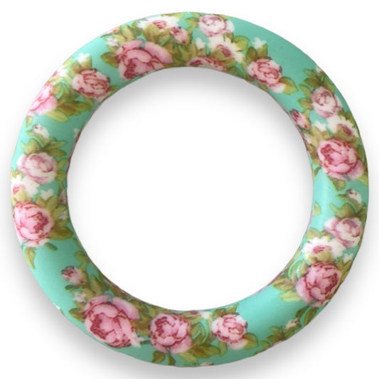 Q-A739  - 65mm Mint Floral Silicone Ring