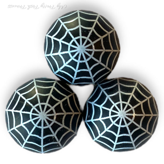 A-6035- 15mm Black Webs Silicone Beads