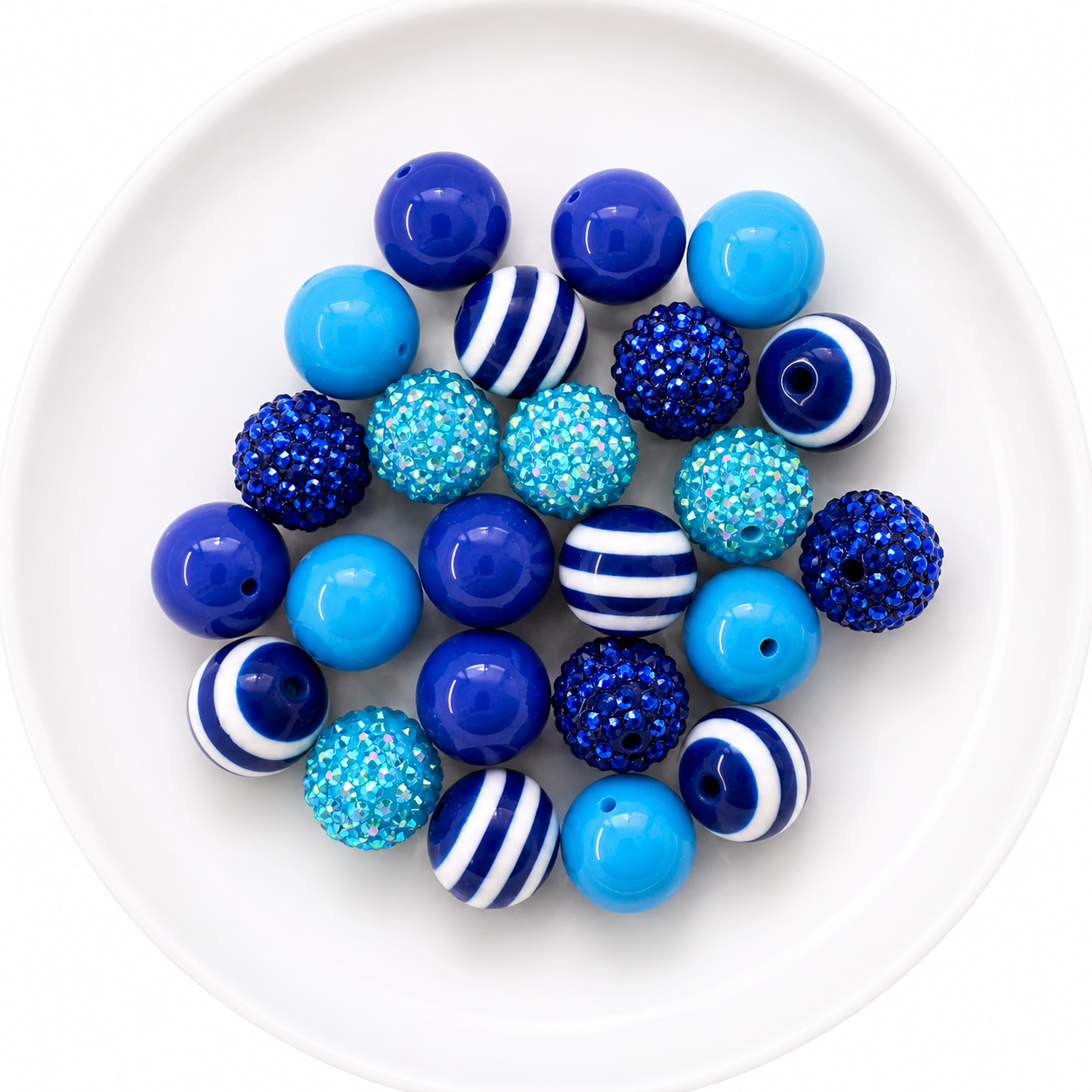 Blue 20mm Acrylic Bubblegum Bead Mix | Wholesale Bulk Beads | 30 Count
