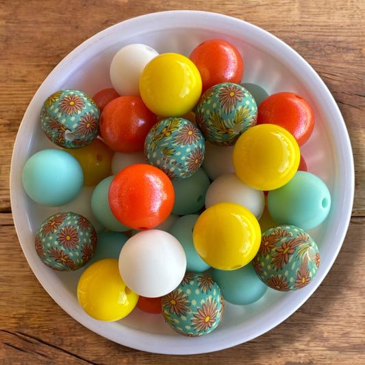 CK- 58  15mm "Summer Daisy" Silicone Bead Pack (2025) * w "mustard" gloss