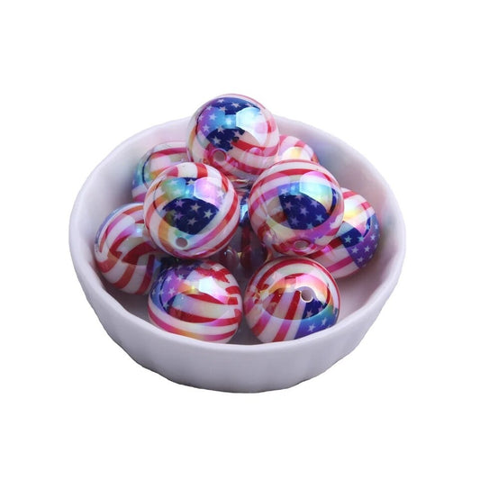 W570 - 20mm Opal U.S. Flag Acrylic Beads (1 Count)