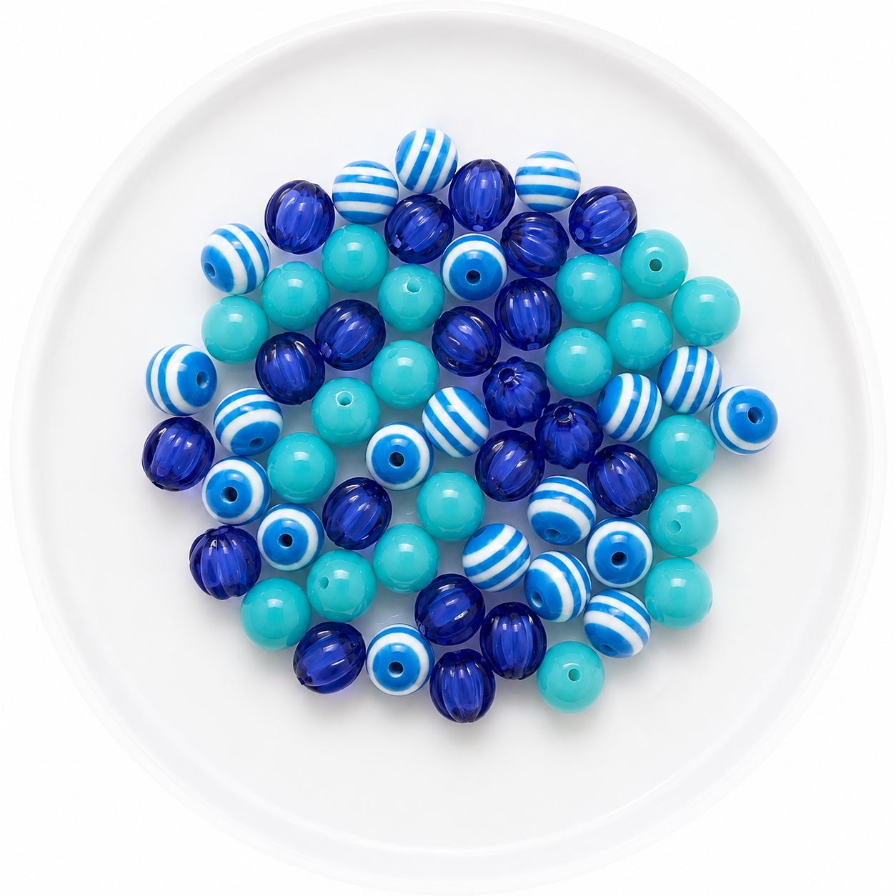 Blue 12mm Acrylic Bubblegum Bead Mix | Wholesale Bulk Beads | 60 Count