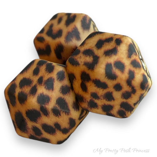 A-6008- 14mm A-03 "Cheetah" Hexagon Silicone Beads