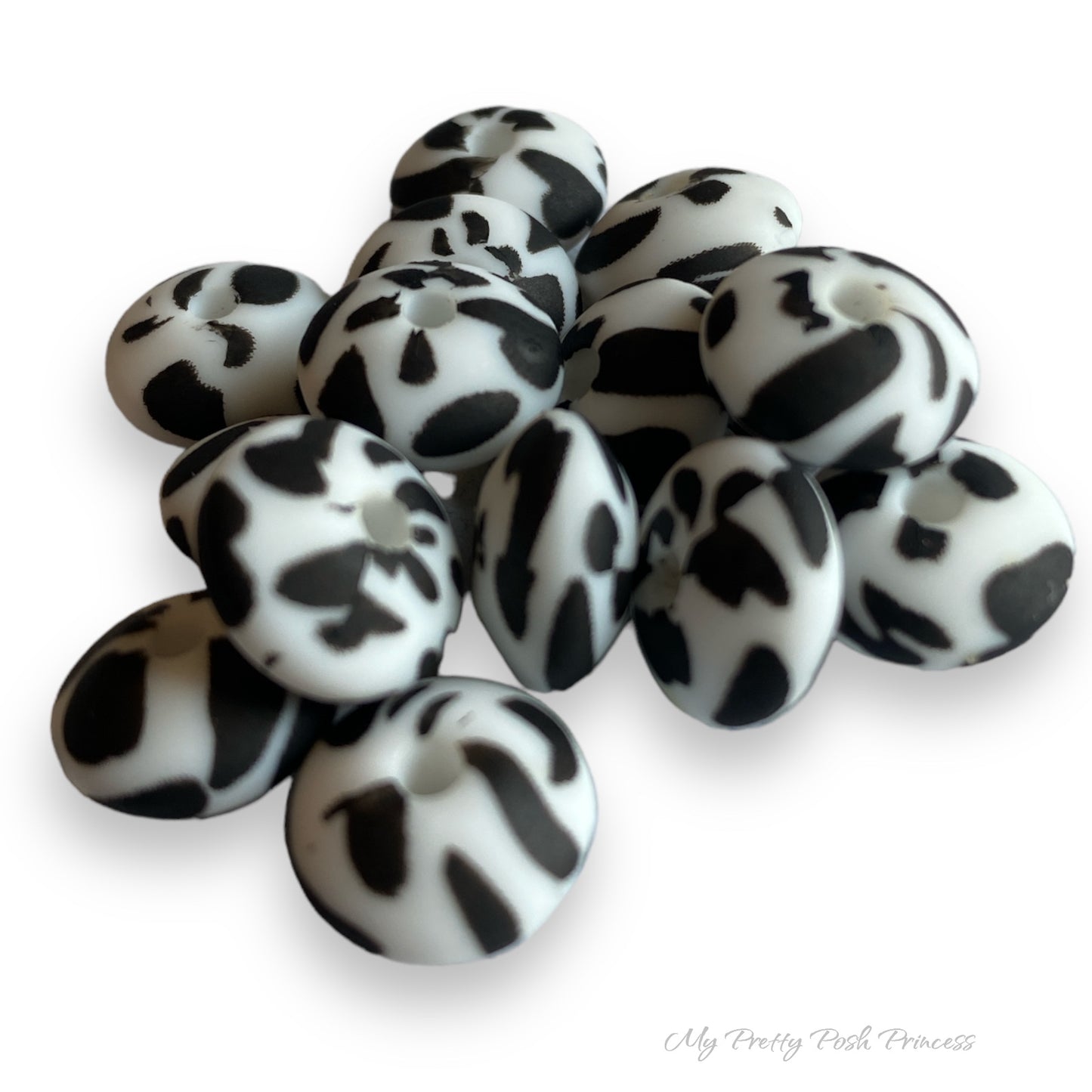 T281- 12mm “Cow” Lentils Silicone  Beads