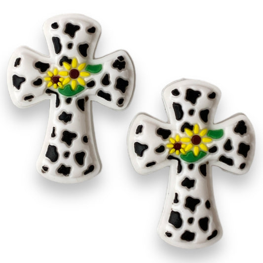 e590-  “White Cross” Silicone Focal Bead (1 Count)