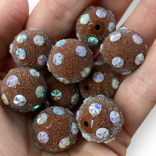 #1248 - 20mm "Brown Sugar Starburst" Beads (Set of 10)