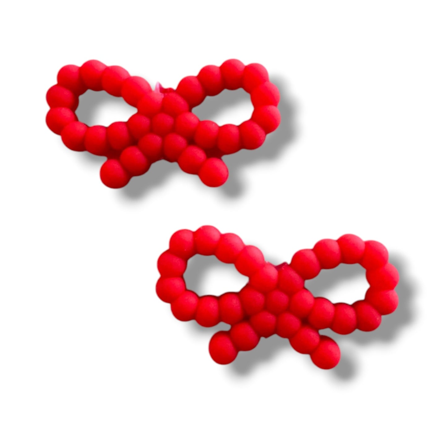 h1068- "Red Bow" Silicone Focal Bead for DIY Crafts (1 Count)