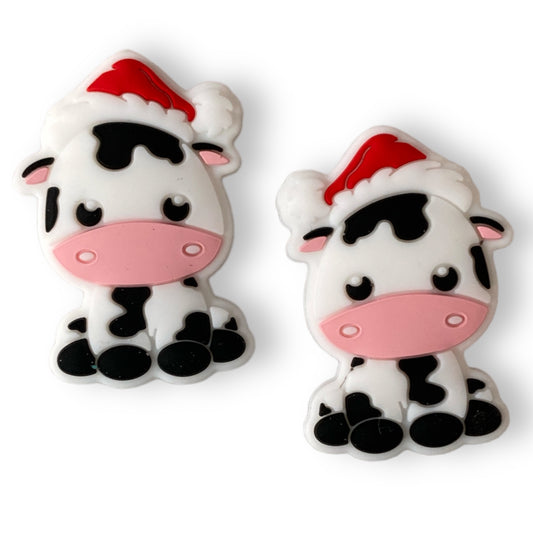 X249-  “Christmas Moo” Silicone (1 Count) Focal Bead