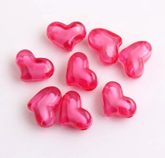 #955 - 22mm Dark Pink Hearts  Acrylic Beads (1 Count)