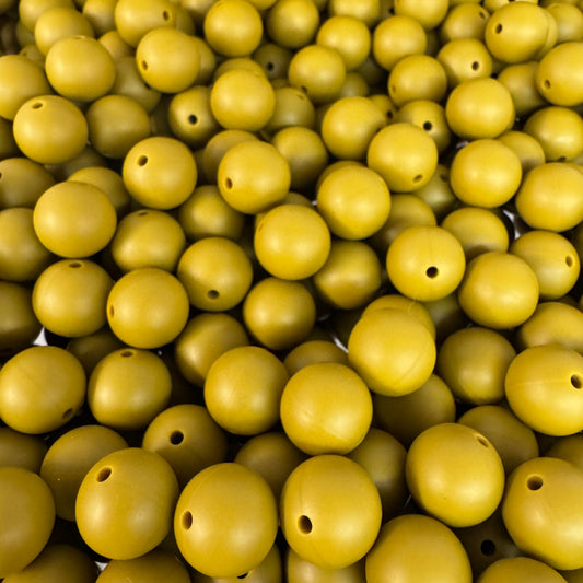 100 / 15MM -  15mm "Earth Yellow" Silicone Beads