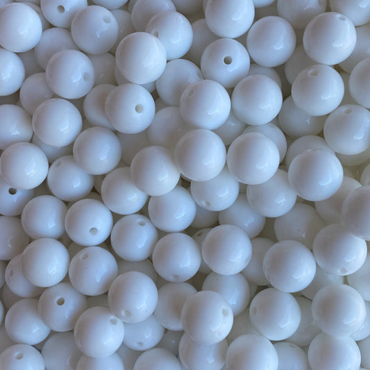 T330- 15mm White Gloss Silicone Beads