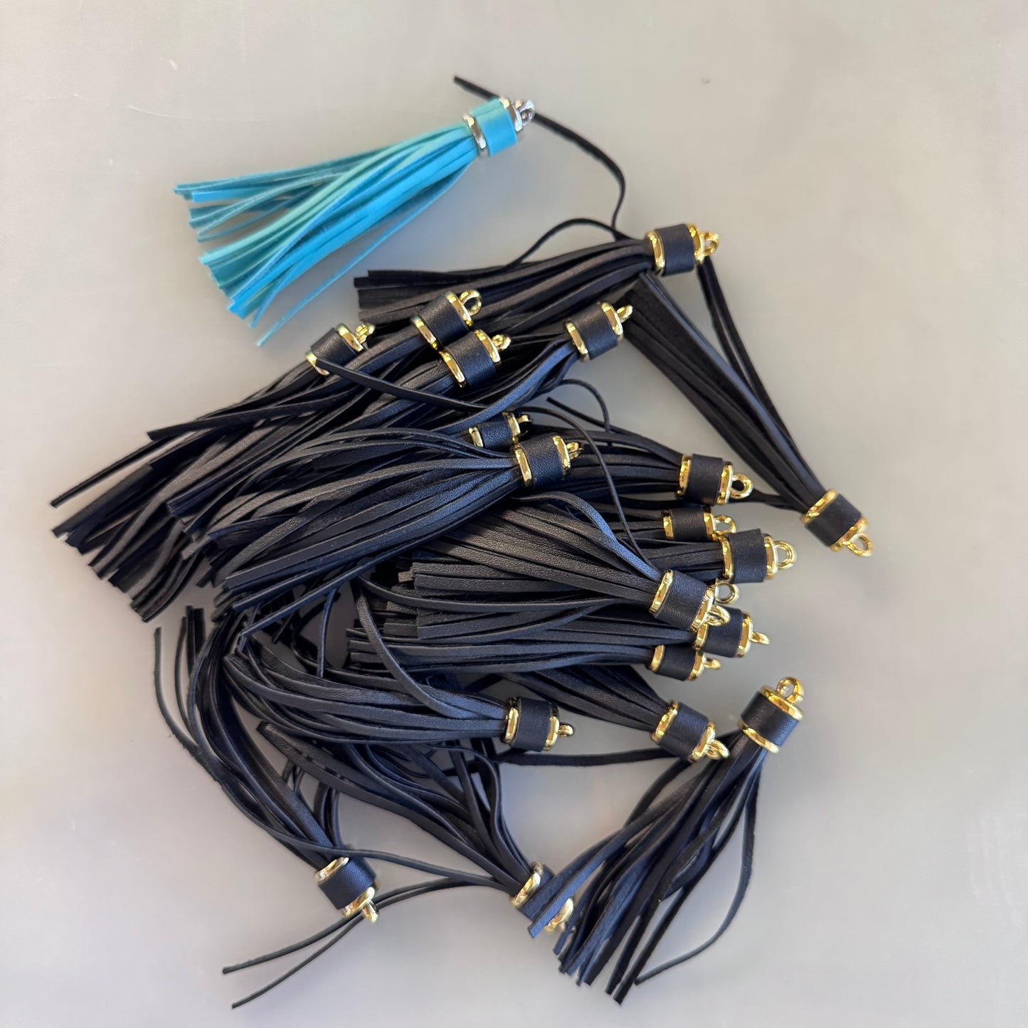 21 Large Faux Leather Tassels