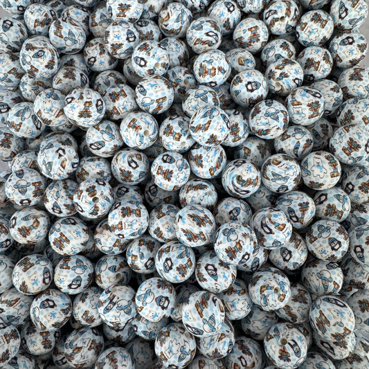 T370- "Winter"  15mm Silicone Pattern Bead for DIY Crafts