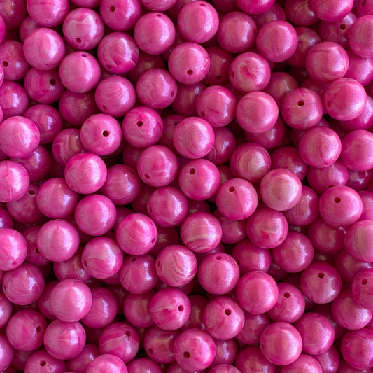 T350 - 15mm "Bubblegum Marble" Opal Silicone Bead