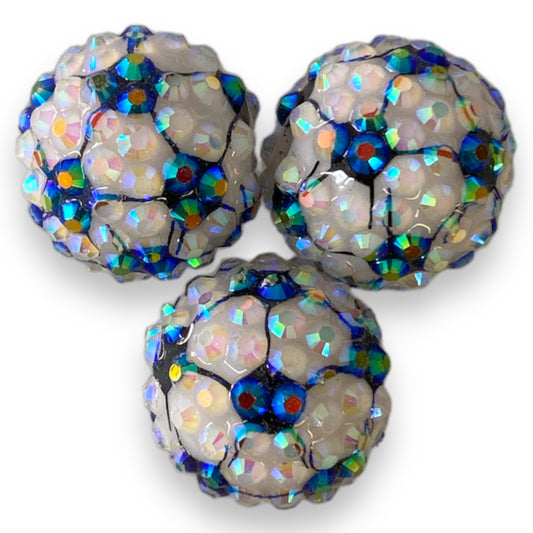 #1134 - R70- 20mm Soccer AB Rhinestone  Beads  (10 Count)l