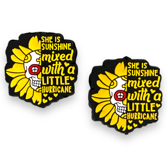 h946- “She Is Sunshine Mixes With A Little Hurrican” Silicone (1 Count) Focal Bead