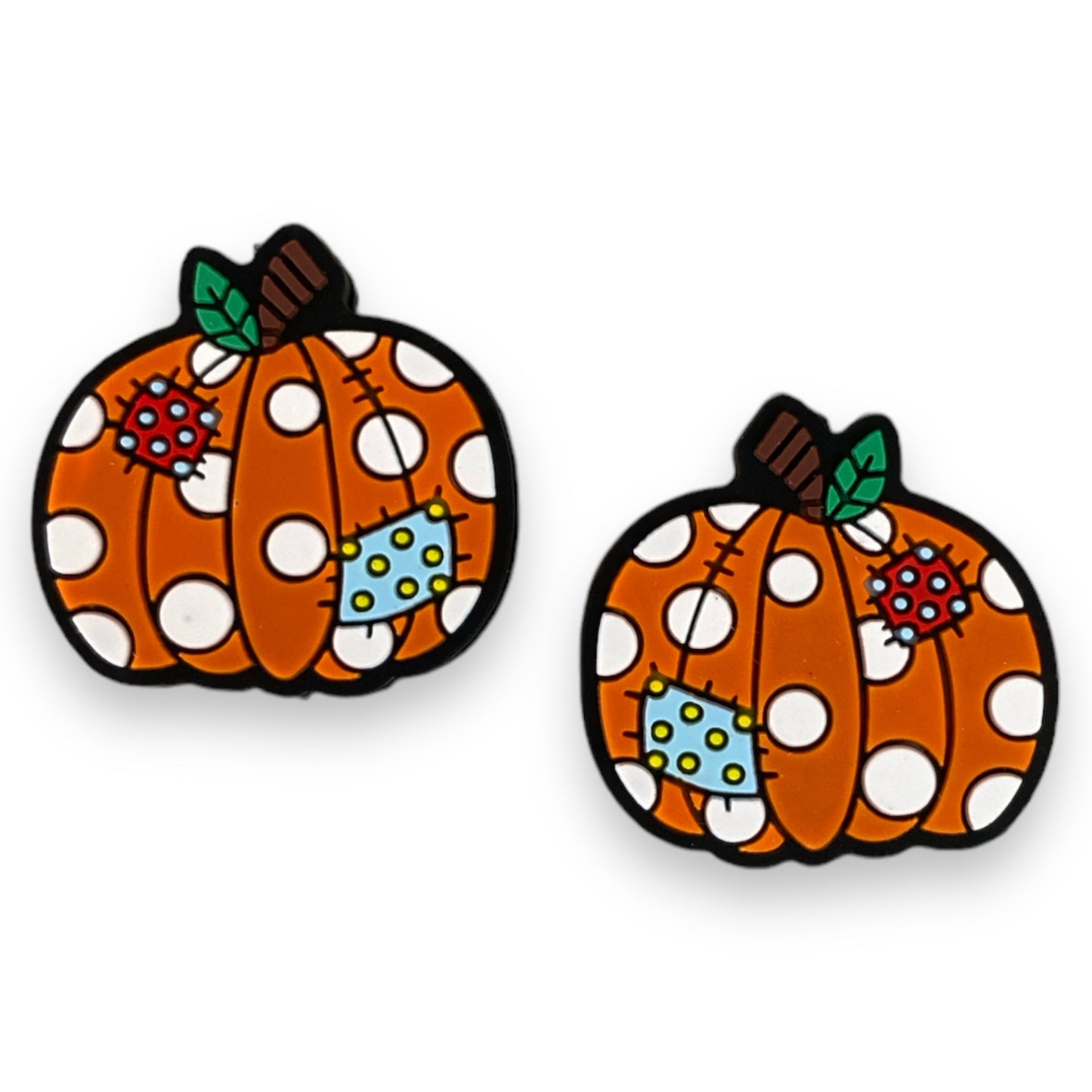 h849- “Patchwork Pumpkin” Silicone (1 Count) Focal Bead