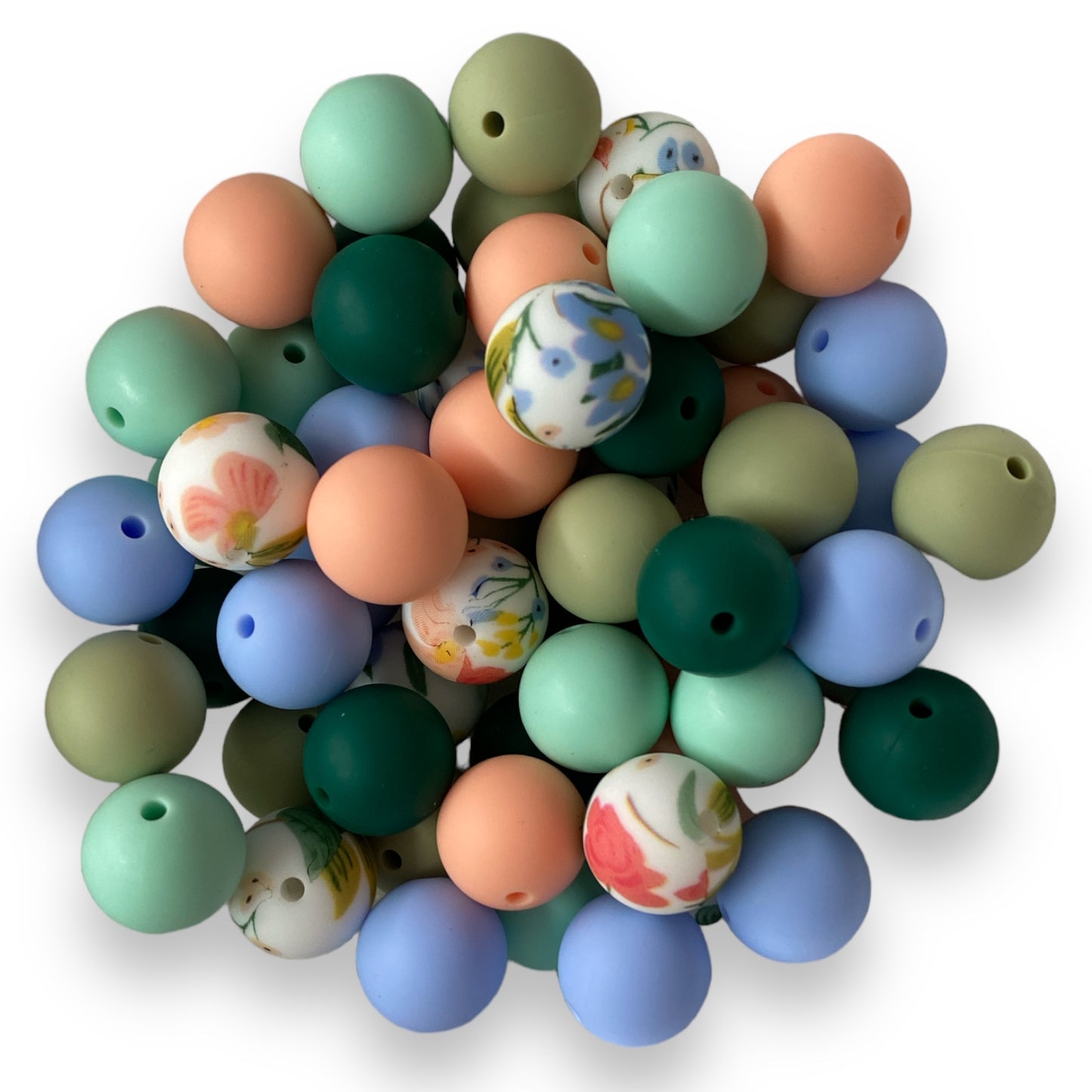 "Botanical Garden" 15mm Silicone 50 Count Bead Pack – Ideal for Beadable Pens & Keychains