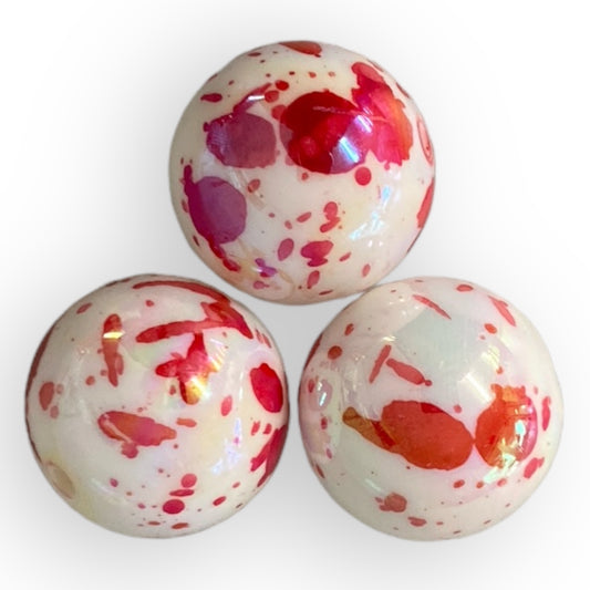 #903- 20mm Opal “Blood Splatter” Printed Bead