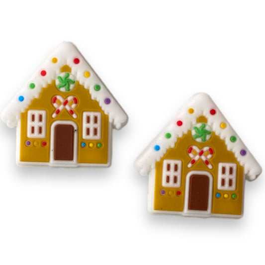 X58  -  Gingerbread House  Silicone (1 Count) Focal Bead