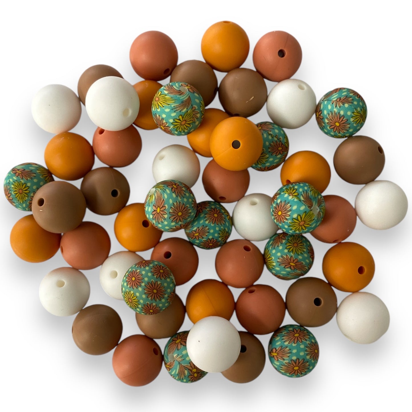 "Sunflower Spice" 15mm Silicone 50 Count Bead Pack fo– Ideal for Beadable Pens & Keychains