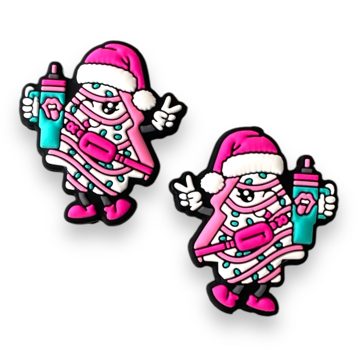 h869 -  “Pink Christmas Cake” Silicone Focal Bead (1 Count)