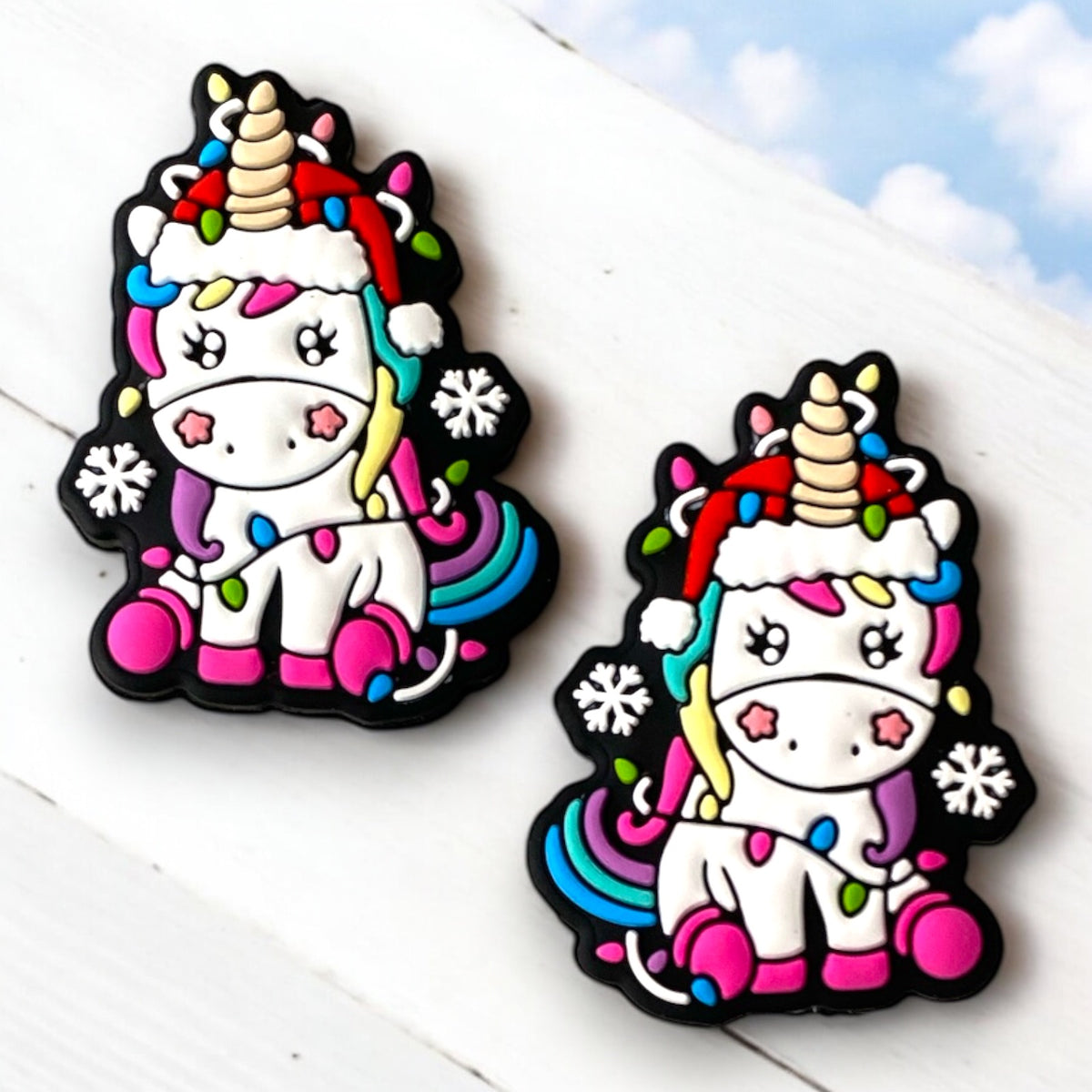 h870 -  “Christmas Unicorn” Silicone Focal Bead (1 Count)