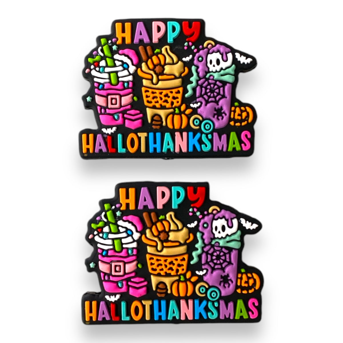 h855-  “Happy Hallothanksmas” Silicone Focal Bead (1 Count)