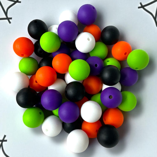 "Monster Mash" 15mm Silicone 50 Count Bead Pack for – Ideal for Beadable Pens & Keychains