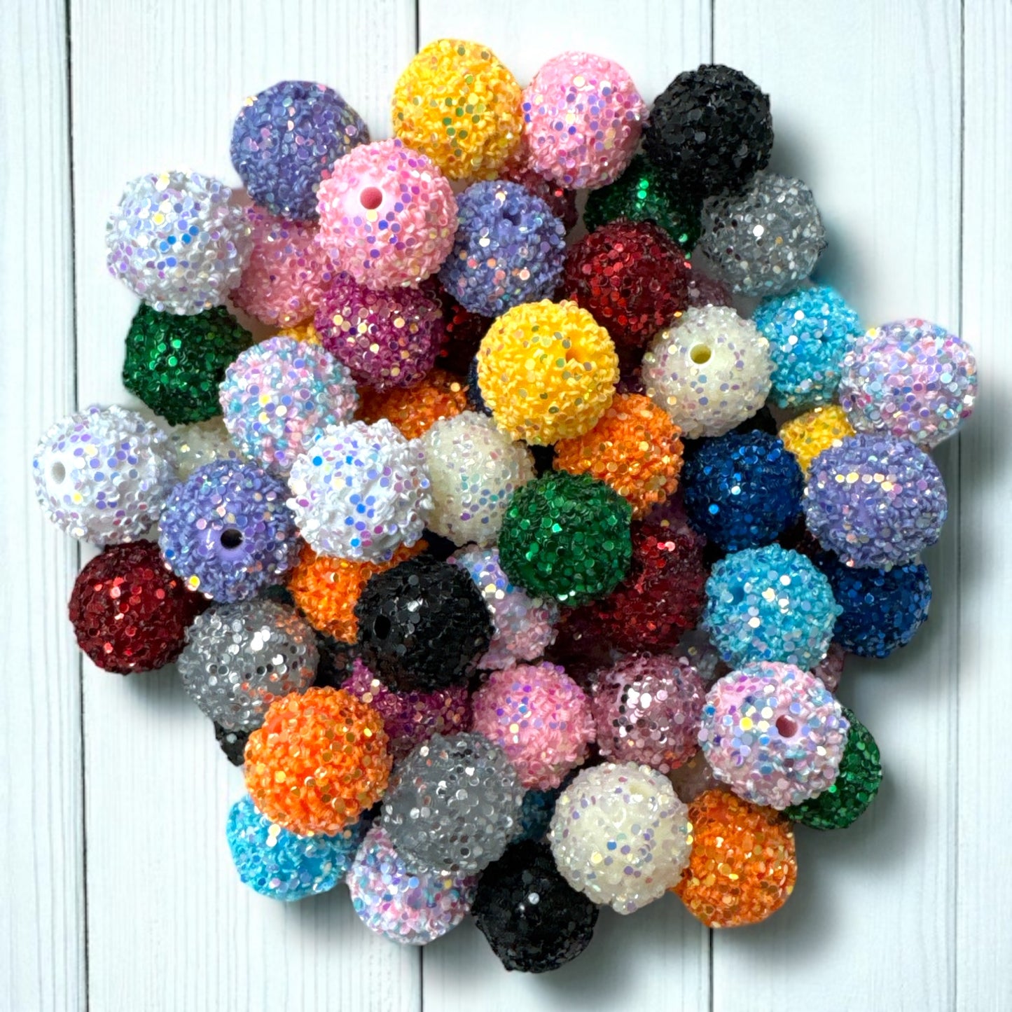 CK- 192-  16mm 75 Count  Mixed Pack Glitter Beads