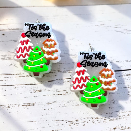 h964- "Christmas Cakes- Tis The Season" Silicone Focal Bead for DIY Crafts (1 Count)